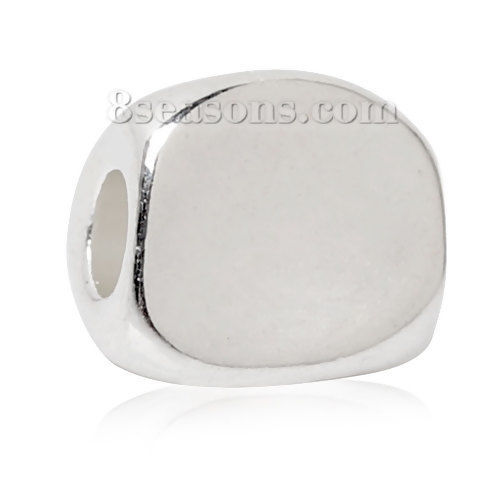 Picture of Brass Spacer Beads Triangular Curve Prism Silver Plated About 5mm( 2/8") x 5mm( 2/8"), Hole:Approx 1.8mm, 50 PCs                                                                                                                                              