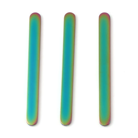 Image de Bandes Métalliques pour DIY Bagues Ouvertes Accessories de BijouxÉtiquettes d'Estampage Vierges en Acier Inoxydable Multicolore Rectangle Polissage Unilatéral 52mm x 5mm, 2 Pcs