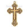 Bild von Zinklegierung Charm Anhänger Kreuz Antik Gold 54mm x 33mm, 10 Stücke