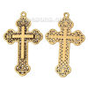 Bild von Zinklegierung Charm Anhänger Kreuz Antik Gold 54mm x 33mm, 10 Stücke