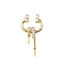 Picture of Brass Pearl Pendant Connector Bail Pin Cap 18K Real Gold Plated Irregular Clear Rhinestone 24mm x 12mm, 1 Piece