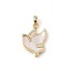Picture of 1 Piece Brass Charm Pendant 18K Real Gold Plated White Bird Animal Clear Rhinestone 17mm x 10mm