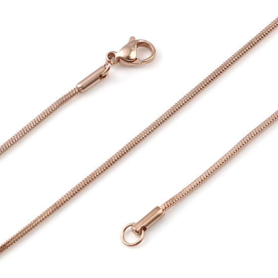 Image de 1 Pièce Colliers en 304 Acier Inoxydable Placage sous Vide Chaîne Maille Serpent Or Rose 50.5cm long
