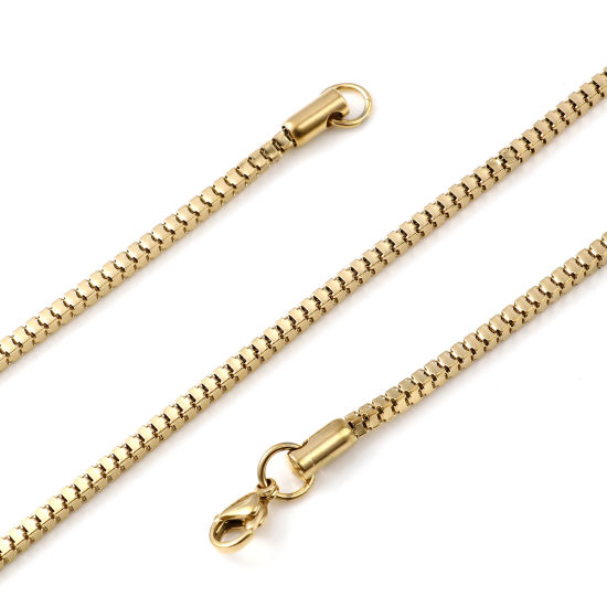 Imagen de 1 Unidad Enchapado al Vacío 304 Acero Inoxidable Caja Cadena Collares Chapado en Oro 61cm-60.5cm longitud