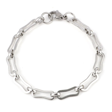 Image de Bracelets En Gros Argent Mat en 304 Acier Inoxydable, Unisexe Élégant Cadeau Fournitures de Bijoux 19cm long, Taille de la Chaîne: 6mm, 1 Pièce
