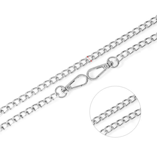 Bild von Eisenlegierung Tasche Ketten Riemen Silberfarbe 120cm lang, 1 Strang