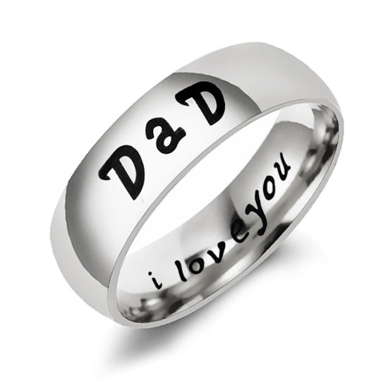 Bild von Edelstahl Uneinstellbar Ring Silberfarbe Rund " DAD I Love You " 21.4mm（US Größe:12), 1 Stück