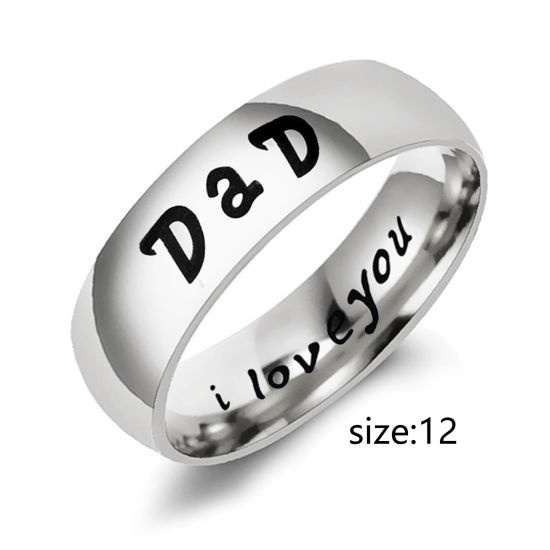 Bild von Edelstahl Uneinstellbar Ring Silberfarbe Rund " DAD I Love You " 21.4mm（US Größe:12), 1 Stück