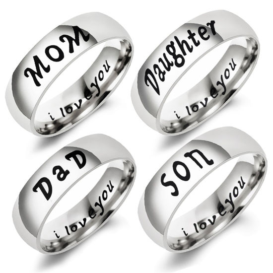 Bild von Edelstahl Uneinstellbar Ring Silberfarbe Rund " DAD I Love You " 21.4mm（US Größe:12), 1 Stück