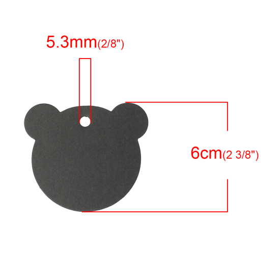 Picture of Paper Label Tags Bear Black Blank 60mm(2 3/8") x 54mm(2 1/8"), 50 Sheets