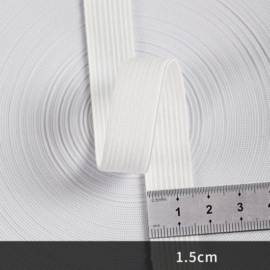 Picture of Polyester Elastic Band For Sewing Trim White 1.5cm, 1 Roll (Approx 5 Yards/Roll)