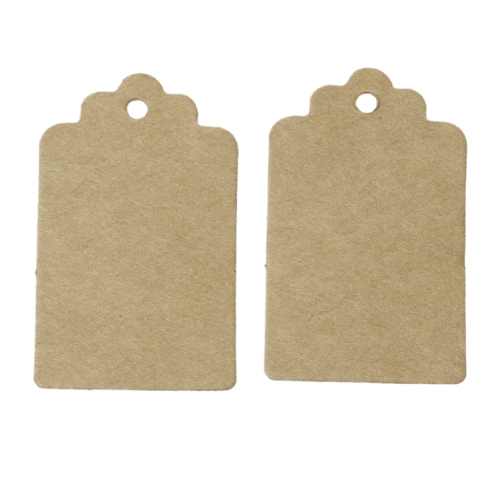 Picture of Paper Label Tags Rectangle Brown Blank 50mm(2") x 30mm(1 1/8"), 100 Sheets