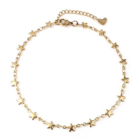 Picture of 304 Stainless Steel Stylish Anklet Gold Plated Star 26cm - 24.5cm long, 1 Piece