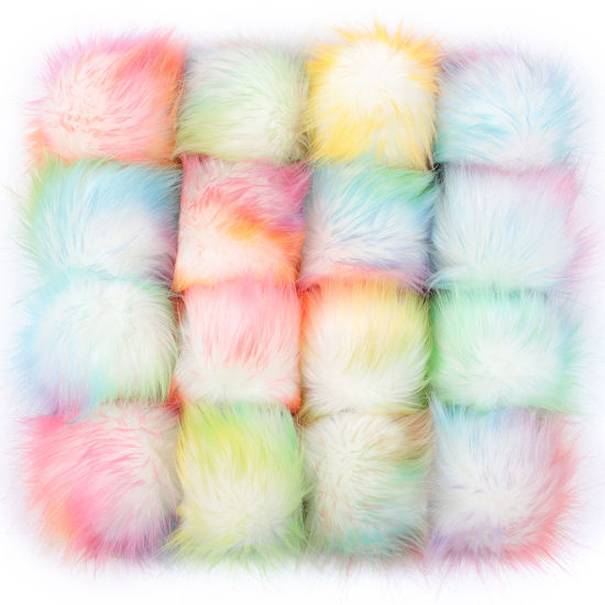 Picture of Plush Pom Pom Balls With Rubber Band Multicolor Round 12cm Dia., 1 Piece