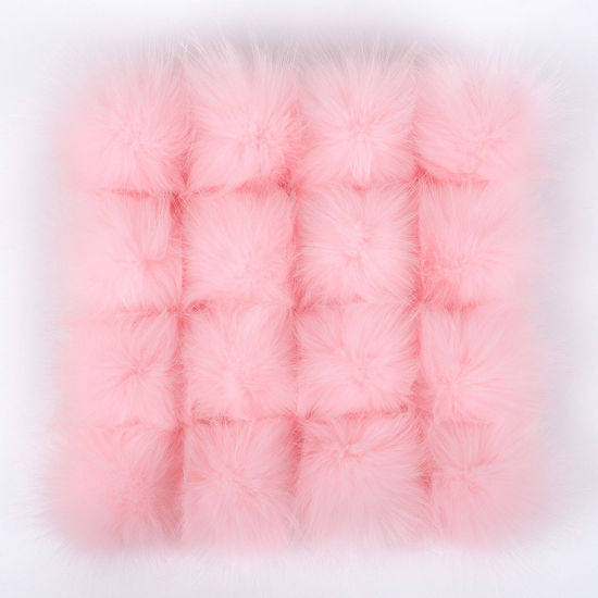 Picture of Plush Pom Pom Balls With Rubber Band Light Pink Round 12cm Dia., 1 Piece