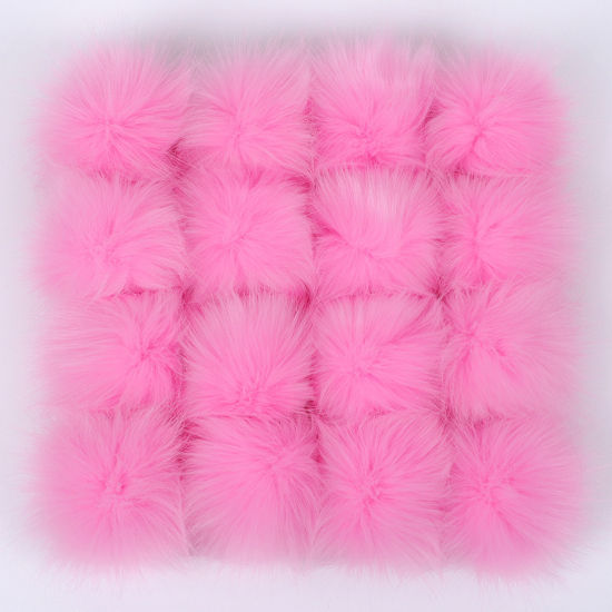 Picture of Plush Pom Pom Balls With Rubber Band Pink Round 15cm Dia., 1 Piece