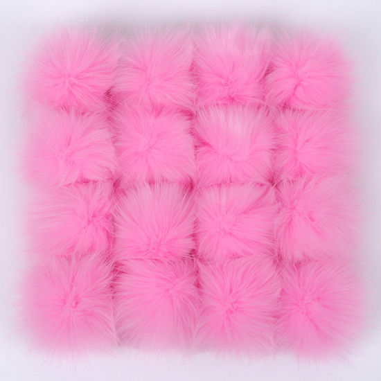 Picture of Plush Pom Pom Balls With Snap Button Pink Round 15cm Dia., 1 Piece
