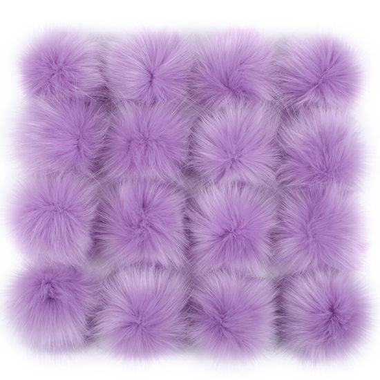 フラシ天 ポンポンボールスナップボタン付き 薄紫色 円形 15cm直径、 1 個 の画像