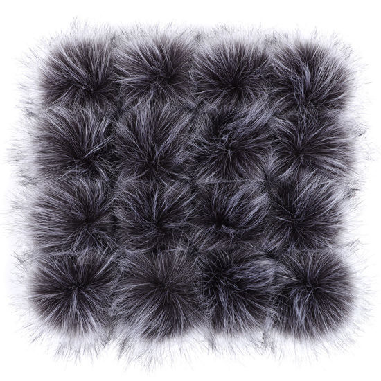 Picture of Plush Pom Pom Balls With Rubber Band Silver-gray Round 15cm Dia., 1 Piece