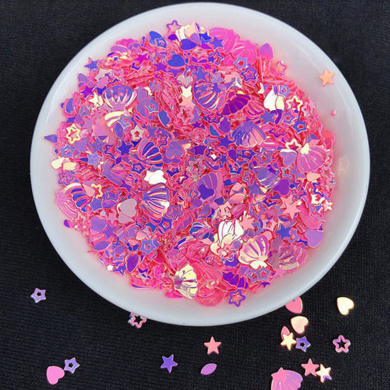 Image de Matériaux de Remplissage pour Bijoux de Résine en PVC Rose Paillettes 13cm x 8cm, 1 Paquet