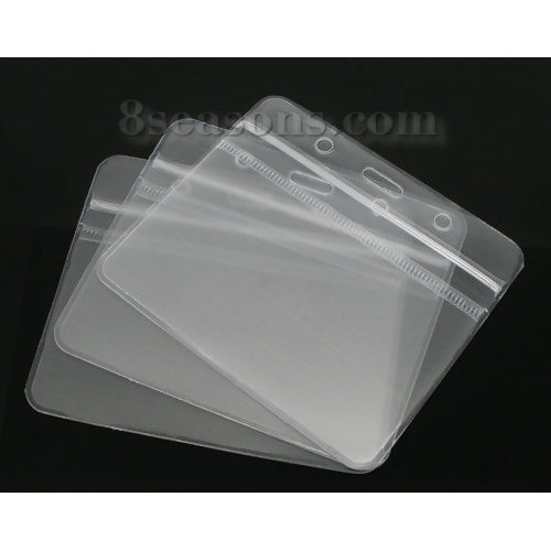 Picture of Acrylic ID Cards Badges Holders Horizontal Transparent Waterproof 10.2cm(4") x 7.9cm(3 1/8"), 50 Sheets