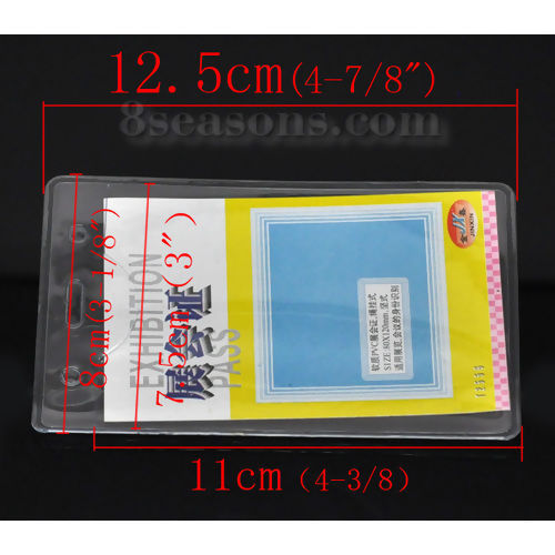 Picture of Plastic & Paper ID Cards Exhibition Certificate Holders Vertical Transparent Waterproof 12.5cm(4 7/8") x 8cm(3 1/8"), 50 Sheets