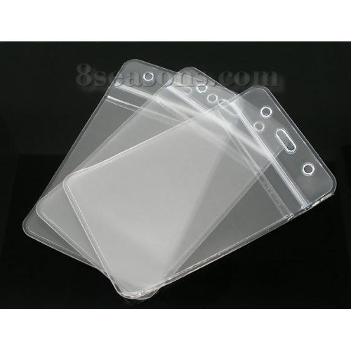 Picture of Acrylic ID Cards Badges Holders Vertical Transparent Waterproof 11.3cm(4 4/8") x 6.9cm(2 6/8"), 50 Sheets