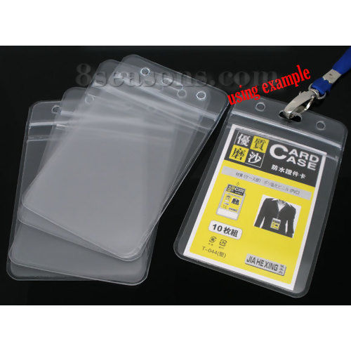 Picture of Acrylic ID Cards Badges Holders Vertical Transparent Waterproof 11.3cm(4 4/8") x 6.9cm(2 6/8"), 50 Sheets