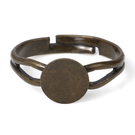 Bild von Kupfer Offen Verstellbar Ring, Bronzefarbe Klebbar, für 8mm Cabochon, 16.9mm（US Größe:6.5), 10 Stück