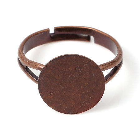 Picture of Copper Open Adjustable Cabochon Settings Rings Multicolor Glue On 16.9mm(US Size 6.5), 10 PCs