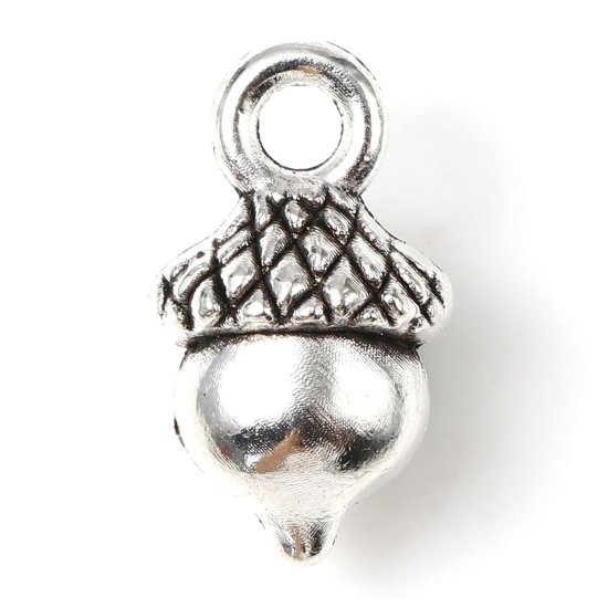 Image de Breloques en Alliage de Zinc Pomme de pin Argent Vieilli 13mm x 7.5mm, 50 Pcs