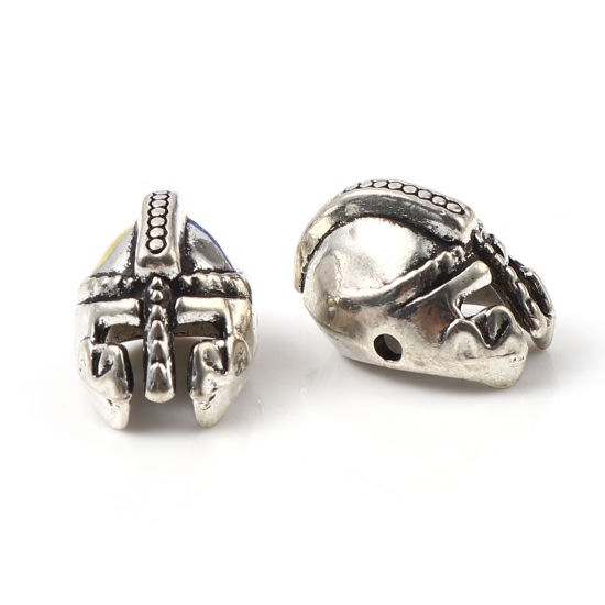 Immagine di Lega di Zinco Perline Maschera Argento Antico Circa 16mm x 11mm, Foro:Circa 1.7mm, 30 Pz