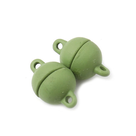 Image de Fermoir Magnétique en Alliage de Zinc & Aimant Rond Vert Laqué 13mm x 8mm, 10 Pcs