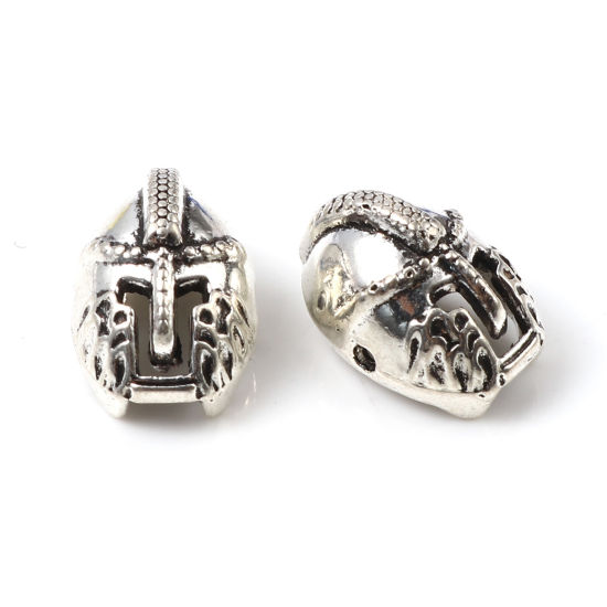 Immagine di Lega di Zinco Perline Maschera Argento Antico Circa 16mm x 11mm, Foro:Circa 1.7mm, 30 Pz