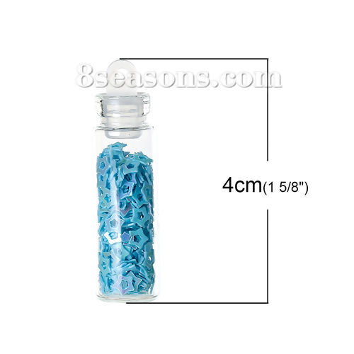 Picture of Polyvinylchlorid Glitter Nail Art Decoration Sequins At Random Mixed 12 Color 40mm(1 5/8") x 11mm( 3/8"), 1 Packet( 12 Jars/Packet)