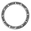 Picture of Zinc Based Alloy Pendants Circle Ring Antique Silver Color Message " LOVE DREAM HOPE TRUST " Carved 3.6cm(1 3/8") Dia, 30 PCs