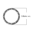 Picture of Zinc Based Alloy Pendants Circle Ring Antique Silver Color Message " LOVE DREAM HOPE TRUST " Carved 3.6cm(1 3/8") Dia, 30 PCs