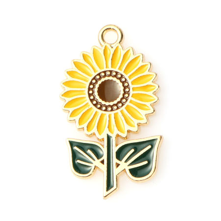 Picture of Zinc Based Alloy Pendants Multicolor Sunflower Enamel