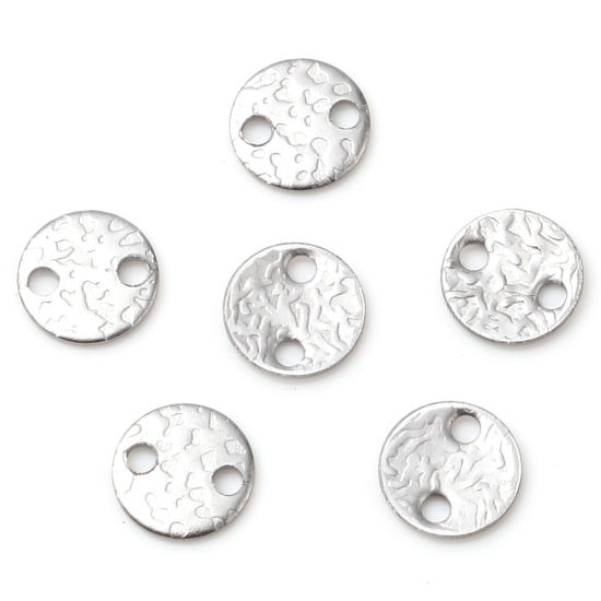 Picture of Stainless Steel Charms Round Disc Silver Tone 6mm Dia., 30 PCs