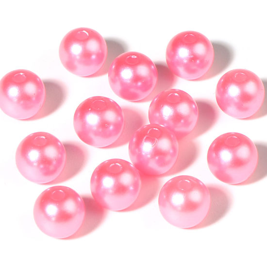 Picture of Acrylic Beads Round Peach Pink Imitation Pearl About 6mm Dia., Hole: Approx 1.7mm, 1000 PCs