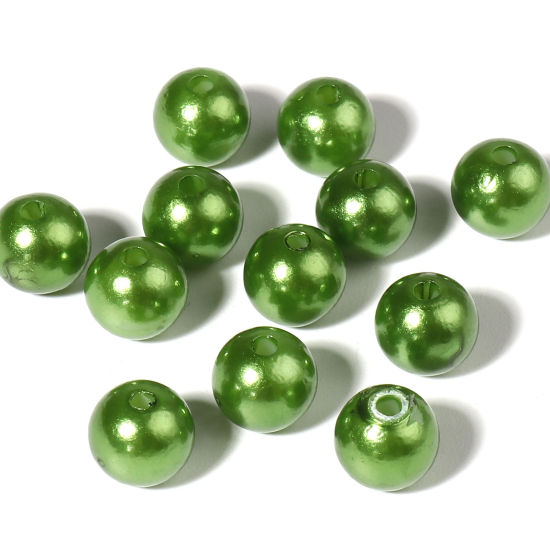 Picture of Acrylic Beads Round Dark Green Imitation Pearl About 6mm Dia., Hole: Approx 1.7mm, 1000 PCs