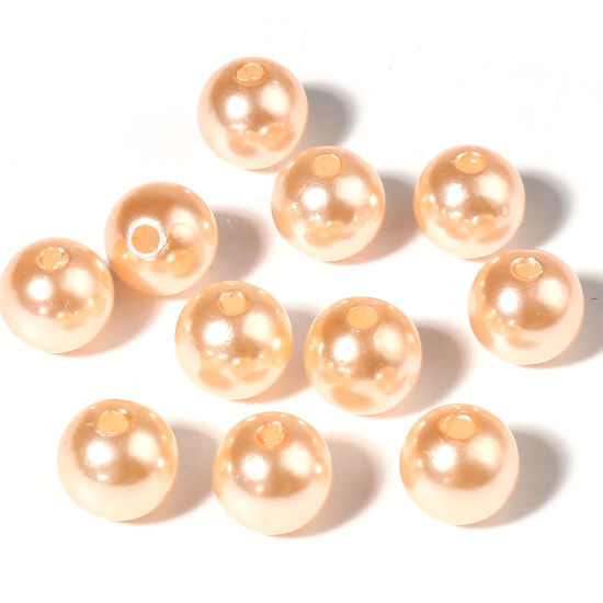 Picture of Acrylic Beads Round Orange Imitation Pearl About 6mm Dia., Hole: Approx 1.7mm, 1000 PCs