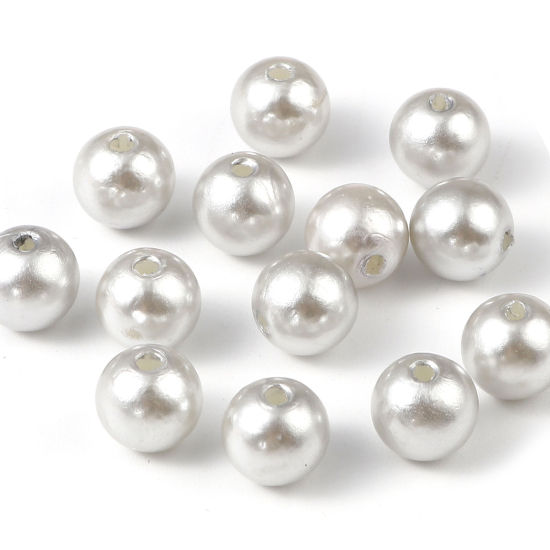 Picture of Acrylic Beads Round Silver-gray Imitation Pearl About 6mm Dia., Hole: Approx 1.7mm, 1000 PCs