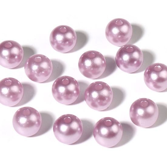 Picture of Acrylic Beads Round Mauve Imitation Pearl About 6mm Dia., Hole: Approx 1.7mm, 1000 PCs