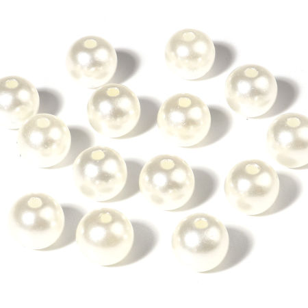 Bild von Acryl Perlen Rund Grauweiß Imitat Perle ca. 6mm D., Loch:ca. 1.7mm, 1000 Stück