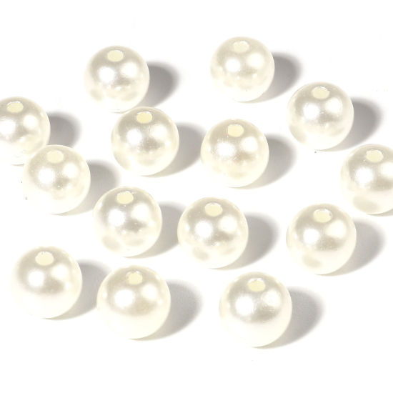 Picture of Acrylic Beads Round Creamy-White Imitation Pearl About 6mm Dia., Hole: Approx 1.7mm, 1000 PCs