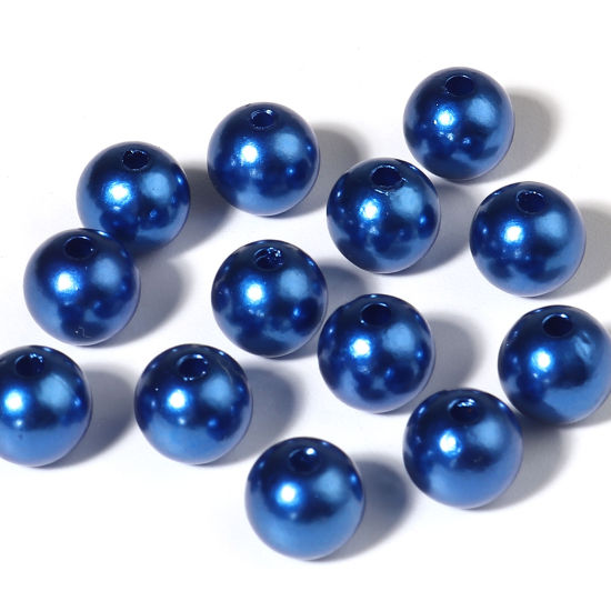 Picture of Acrylic Beads Round Dark Blue Imitation Pearl About 6mm Dia., Hole: Approx 1.7mm, 1000 PCs