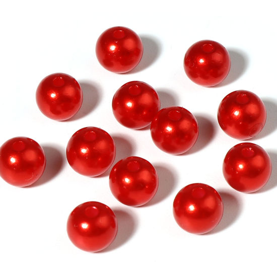 Picture of Acrylic Beads Round Red Imitation Pearl About 6mm Dia., Hole: Approx 1.7mm, 1000 PCs