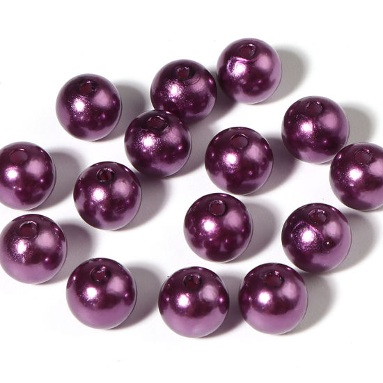 Picture of Acrylic Beads Round Dark Purple Imitation Pearl About 6mm Dia., Hole: Approx 1.7mm, 1000 PCs