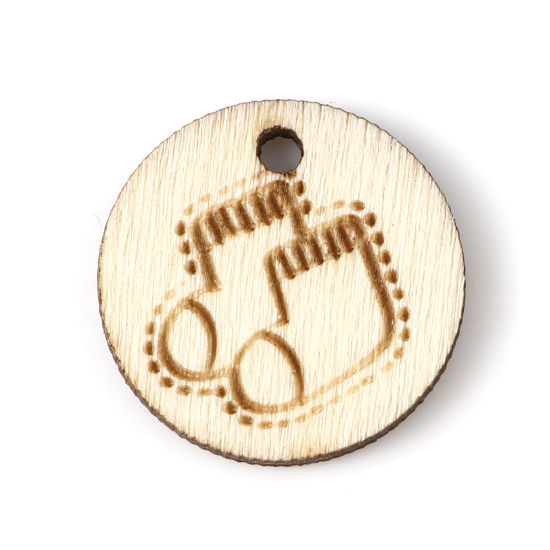 Bild von Natürliches Holz Charms Rund Hell Khaki , mit Weihnachten Weihnachtssocke 19mm D., 30 Stück
